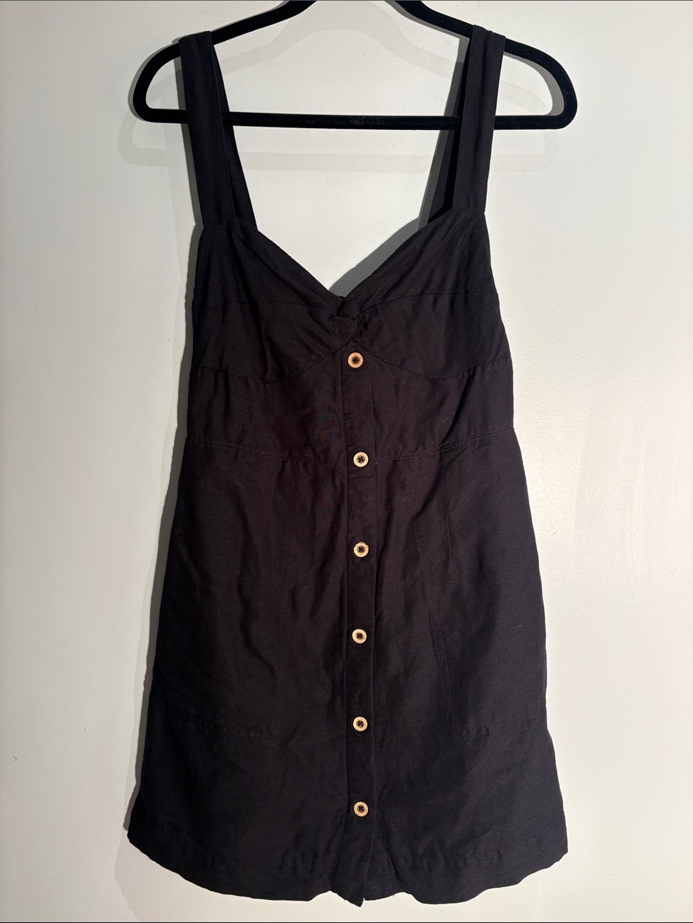 Maeve Anthropologie Black Button Front Mini Dress Medium